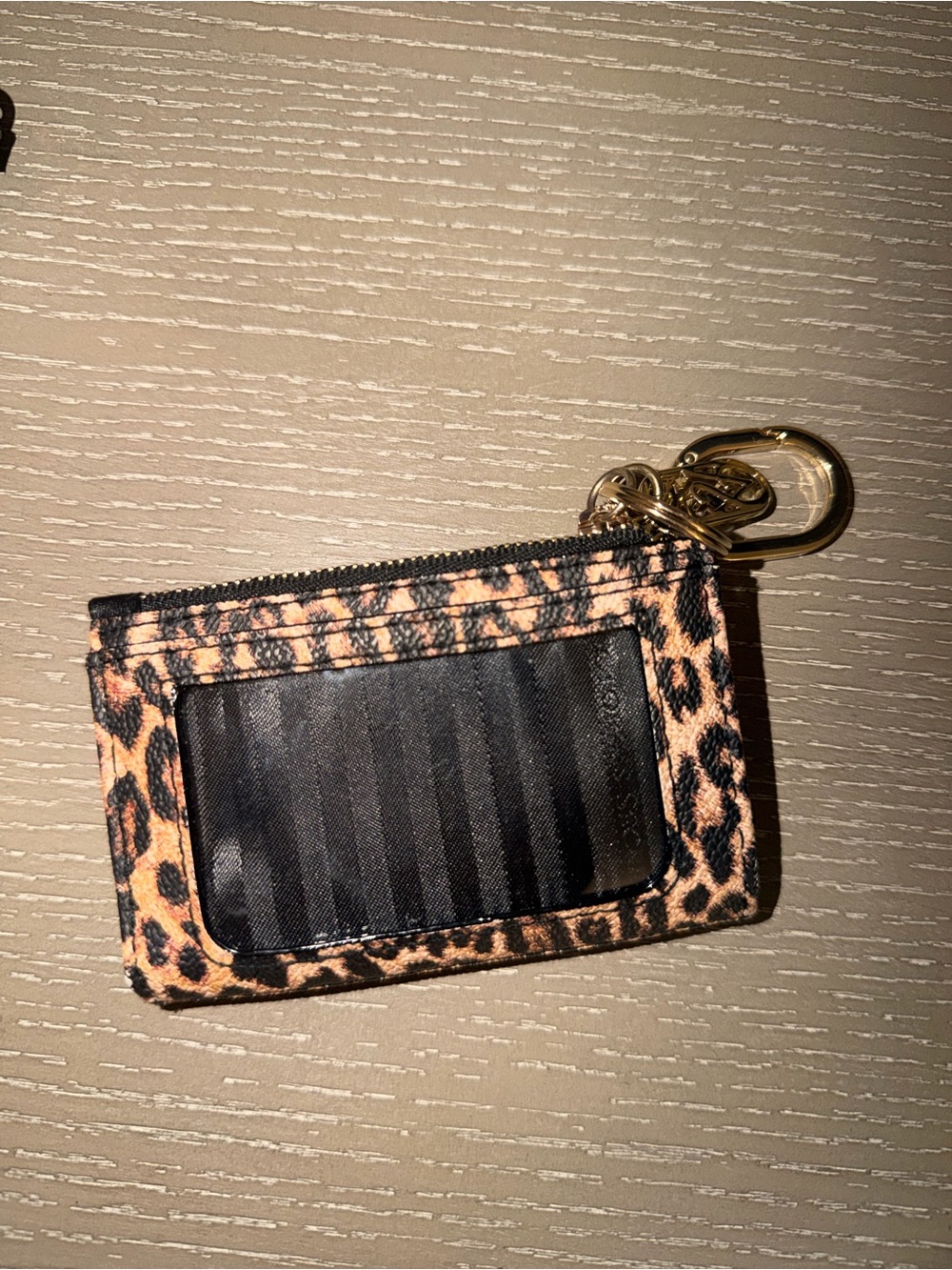 Victoria Secret Leopard Print Cardholder Keychain with Window ID Pocket